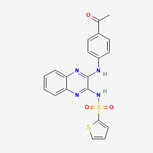 molecular formula C20H16N4O3S2 B2523545 N-[3-(4-acetylanilino)quinoxalin-2-yl]thiophene-2-sulfonamide CAS No. 577963-88-3