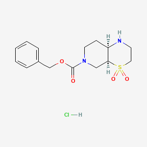 molecular formula C15H21ClN2O4S B2523550 benzyl rel-(4aS,8aR)-4,4-dioxo-1,2,3,4a,5,7,8,8a-octahydropyrido[3,4-b][1,4]thiazine-6-carboxylate;hydrochloride CAS No. 2306254-15-7