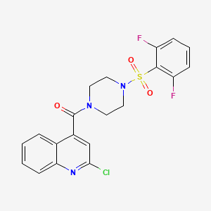 molecular formula C20H16ClF2N3O3S B2523557 2-Chloro-4-[4-(2,6-difluorobenzenesulfonyl)piperazine-1-carbonyl]quinoline CAS No. 1118799-40-8