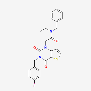 molecular formula C24H22FN3O3S B2523560 N-苄基-N-乙基-2-{3-[(4-氟苯基)甲基]-2,4-二氧代-1H,2H,3H,4H-噻吩并[3,2-d]嘧啶-1-基}乙酰胺 CAS No. 1252816-38-8