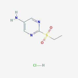 molecular formula C6H10ClN3O2S B2523575 2-乙基磺酰基嘧啶-5-胺；盐酸盐 CAS No. 2309466-63-3