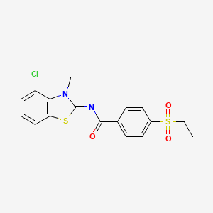 N-(4-chloro-3-methyl-1,3-benzothiazol-2-ylidene)-4-ethylsulfonylbenzamide