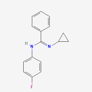 molecular formula C16H15FN2 B2523587 N'-环丙基-N-(4-氟苯基)苯甲酰亚胺 CAS No. 872019-57-3