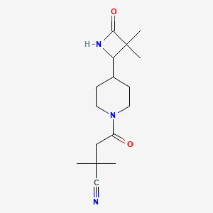 molecular formula C16H25N3O2 B2523588 4-[4-(3,3-Dimethyl-4-oxoazetidin-2-yl)piperidin-1-yl]-2,2-dimethyl-4-oxobutanenitrile CAS No. 2224028-15-1