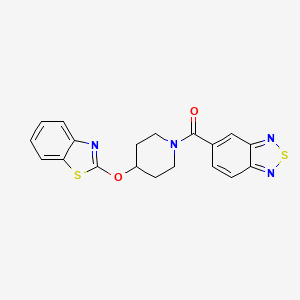 molecular formula C19H16N4O2S2 B2523590 Benzo[c][1,2,5]thiadiazol-5-yl(4-(benzo[d]thiazol-2-yloxy)piperidin-1-yl)methanone CAS No. 1251691-84-5