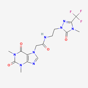 2-(1,3-dimethyl-2,6-dioxo-2,3-dihydro-1H-purin-7(6H)-yl)-N-(2-(4-methyl-5-oxo-3-(trifluoromethyl)-4,5-dihydro-1H-1,2,4-triazol-1-yl)ethyl)acetamide