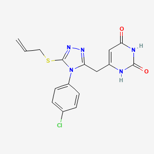 molecular formula C16H14ClN5O2S B2523611 6-((5-(allylthio)-4-(4-chlorophenyl)-4H-1,2,4-triazol-3-yl)methyl)pyrimidine-2,4(1H,3H)-dione CAS No. 852154-64-4