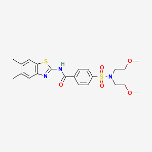 molecular formula C22H27N3O5S2 B2523615 4-(N,N-bis(2-methoxyethyl)sulfamoyl)-N-(5,6-dimethylbenzo[d]thiazol-2-yl)benzamide CAS No. 898372-22-0