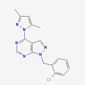 molecular formula C17H15ClN6 B2523617 1-(2-氯苄基)-4-(3,5-二甲基-1H-吡唑-1-基)-1H-吡唑并[3,4-d]嘧啶 CAS No. 1001991-19-0