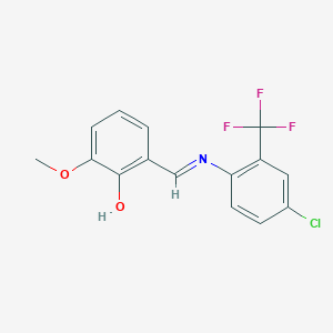 molecular formula C15H11ClF3NO2 B2523623 2-((E)-{[4-chloro-2-(trifluoromethyl)phenyl]imino}methyl)-6-methoxyphenol CAS No. 1232817-04-7