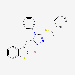 molecular formula C24H20N4OS2 B2523624 3-((4-phenyl-5-((1-phenylethyl)thio)-4H-1,2,4-triazol-3-yl)methyl)benzo[d]thiazol-2(3H)-one CAS No. 847402-19-1
