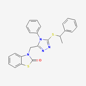 molecular formula C24H20N4OS2 B2523624 3-((4-フェニル-5-((1-フェニルエチル)チオ)-4H-1,2,4-トリアゾール-3-イル)メチル)ベンゾ[d]チアゾール-2(3H)-オン CAS No. 847402-19-1