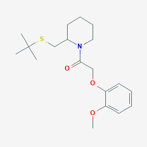 molecular formula C19H29NO3S B2523627 1-(2-((Tert-butylthio)methyl)piperidin-1-yl)-2-(2-methoxyphenoxy)ethanone CAS No. 2034466-51-6