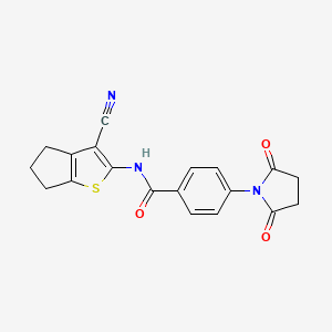 molecular formula C19H15N3O3S B2523631 N-(3-氰基-5,6-二氢-4H-环戊[b]噻吩-2-基)-4-(2,5-二氧代吡咯烷-1-基)苯甲酰胺 CAS No. 313405-99-1