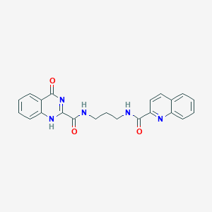 molecular formula C22H19N5O3 B252364 4-oxo-N-[3-(quinoline-2-carbonylamino)propyl]-1H-quinazoline-2-carboxamide 