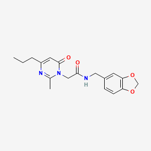 molecular formula C18H21N3O4 B2523648 N-(1,3-Benzodioxol-5-ylmethyl)-2-(2-methyl-6-oxo-4-propylpyrimidin-1-yl)acetamide CAS No. 2310125-55-2