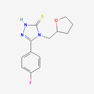 molecular formula C13H14FN3OS B2523649 5-(4-氟苯基)-4-(氧杂环丁烷-2-基甲基)-4H-1,2,4-三唑-3-硫醇 CAS No. 694465-31-1