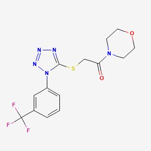 molecular formula C14H14F3N5O2S B2523652 1-morpholino-2-((1-(3-(trifluoromethyl)phenyl)-1H-tetrazol-5-yl)thio)ethanone CAS No. 941965-21-5