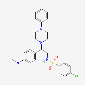 molecular formula C26H31ClN4O2S B2523656 4-chloro-N-(2-(4-(dimethylamino)phenyl)-2-(4-phenylpiperazin-1-yl)ethyl)benzenesulfonamide CAS No. 932363-70-7
