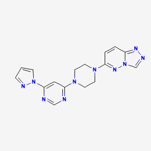 molecular formula C16H16N10 B2523661 4-(1H-pyrazol-1-yl)-6-(4-{[1,2,4]triazolo[4,3-b]pyridazin-6-yl}piperazin-1-yl)pyrimidine CAS No. 2415468-62-9
