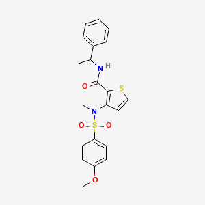 molecular formula C21H22N2O4S2 B2523666 3-{[(4-methoxyphenyl)sulfonyl](methyl)amino}-N-(1-phenylethyl)thiophene-2-carboxamide CAS No. 1115871-67-4