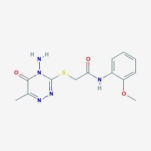 molecular formula C13H15N5O3S B2523669 2-[(4-amino-6-methyl-5-oxo-4,5-dihydro-1,2,4-triazin-3-yl)sulfanyl]-N-(2-methoxyphenyl)acetamide CAS No. 540772-33-6
