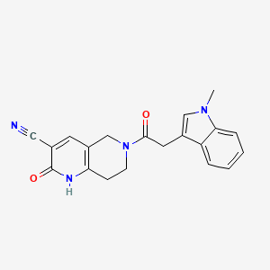 molecular formula C20H18N4O2 B2523670 6-(2-(1-甲基-1H-吲哚-3-基)乙酰基)-2-氧代-1,2,5,6,7,8-己氢-1,6-萘啶-3-腈 CAS No. 2034486-01-4