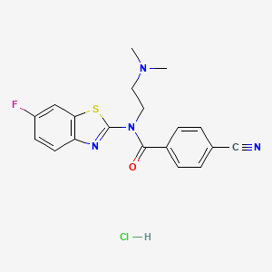 molecular formula C19H18ClFN4OS B2523683 4-cyano-N-(2-(dimethylamino)ethyl)-N-(6-fluorobenzo[d]thiazol-2-yl)benzamide hydrochloride CAS No. 1216488-65-1