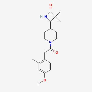molecular formula C20H28N2O3 B2523690 4-[1-[2-(4-Methoxy-2-methylphenyl)acetyl]piperidin-4-yl]-3,3-dimethylazetidin-2-one CAS No. 2261025-97-0
