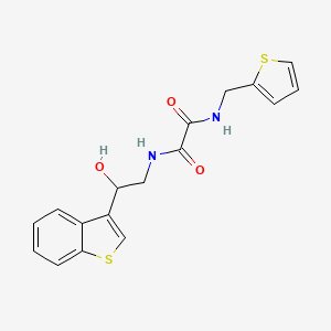 molecular formula C17H16N2O3S2 B2523691 N1-(2-(benzo[b]thiophen-3-yl)-2-hydroxyethyl)-N2-(thiophen-2-ylmethyl)oxalamide CAS No. 2034439-59-1