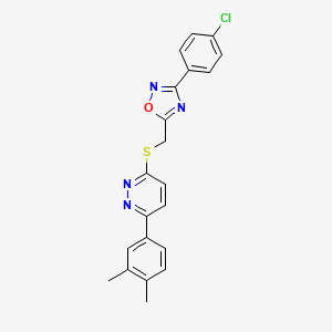 3-({[3-(4-Chlorophenyl)-1,2,4-oxadiazol-5-yl]methyl}sulfanyl)-6-(3,4-dimethylphenyl)pyridazine