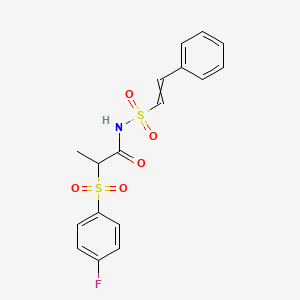 molecular formula C17H16FNO5S2 B2523700 2-(4-fluorobenzenesulfonyl)-N-(2-phenylethenesulfonyl)propanamide CAS No. 1424357-01-6