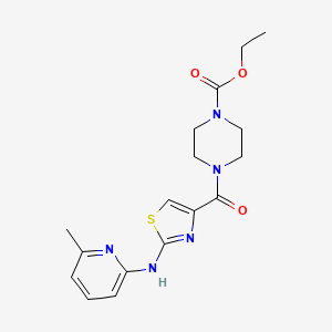 molecular formula C17H21N5O3S B2523713 Ethyl 4-(2-((6-methylpyridin-2-yl)amino)thiazole-4-carbonyl)piperazine-1-carboxylate CAS No. 1286726-21-3