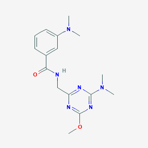 molecular formula C16H22N6O2 B2523714 3-(dimethylamino)-N-((4-(dimethylamino)-6-methoxy-1,3,5-triazin-2-yl)methyl)benzamide CAS No. 2034540-53-7