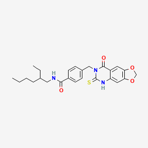 molecular formula C25H29N3O4S B2523723 N-(2-乙基己基)-4-[(8-氧代-6-硫代次亚磺酰基-5H-[1,3]二氧杂环[4,5-g]喹唑啉-7-基)甲基]苯甲酰胺 CAS No. 688055-51-8