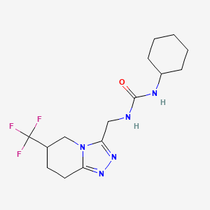 molecular formula C15H22F3N5O B2523735 1-シクロヘキシル-3-((6-(トリフルオロメチル)-5,6,7,8-テトラヒドロ-[1,2,4]トリアゾロ[4,3-a]ピリジン-3-イル)メチル)尿素 CAS No. 2034294-09-0