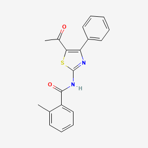 molecular formula C19H16N2O2S B2523736 N-(5-乙酰基-4-苯基-1,3-噻唑-2-基)-2-甲基苯甲酰胺 CAS No. 391221-30-0