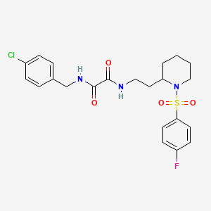 molecular formula C22H25ClFN3O4S B2523738 N1-(4-chlorobenzyl)-N2-(2-(1-((4-fluorophenyl)sulfonyl)piperidin-2-yl)ethyl)oxalamide CAS No. 898449-92-8