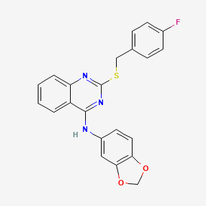 molecular formula C22H16FN3O2S B2523739 N-(benzo[d][1,3]dioxol-5-yl)-2-((4-fluorobenzyl)thio)quinazolin-4-amine CAS No. 2034301-51-2