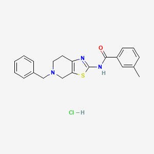molecular formula C21H22ClN3OS B2523761 N-(5-benzyl-4,5,6,7-tetrahydrothiazolo[5,4-c]pyridin-2-yl)-3-methylbenzamide hydrochloride CAS No. 1189931-24-5
