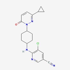 molecular formula C19H20ClN5O B2523762 5-Chloro-6-[[4-(3-cyclopropyl-6-oxopyridazin-1-yl)cyclohexyl]amino]pyridine-3-carbonitrile CAS No. 2380034-58-0