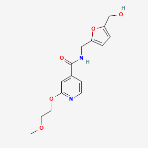 molecular formula C15H18N2O5 B2523768 N-((5-(hydroxymethyl)furan-2-yl)methyl)-2-(2-methoxyethoxy)isonicotinamide CAS No. 2034238-99-6