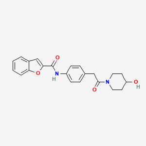 molecular formula C22H22N2O4 B2523782 N-(4-(2-(4-hydroxypiperidin-1-yl)-2-oxoethyl)phenyl)benzofuran-2-carboxamide CAS No. 1234893-17-4