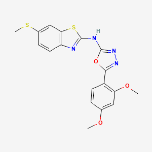 molecular formula C18H16N4O3S2 B2523785 5-(2,4-二甲氧苯基)-N-(6-(甲硫基)苯并[d]噻唑-2-基)-1,3,4-恶二唑-2-胺 CAS No. 891085-12-4