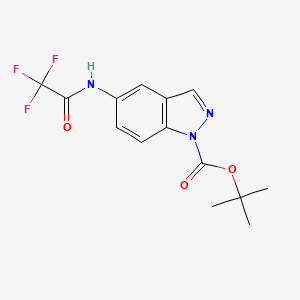 molecular formula C14H14F3N3O3 B2523786 tert-Butyl 5-(trifluoroacetamido)indazole-1-carboxylate CAS No. 1897454-97-5