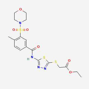 Ethyl 2-((5-(4-methyl-3-(morpholinosulfonyl)benzamido)-1,3,4-thiadiazol-2-yl)thio)acetate