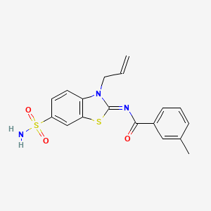 molecular formula C18H17N3O3S2 B2523793 (Z)-N-(3-allyl-6-sulfamoylbenzo[d]thiazol-2(3H)-ylidene)-3-methylbenzamide CAS No. 887199-54-4