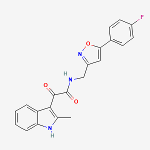 molecular formula C21H16FN3O3 B2523805 N-((5-(4-fluorophenyl)isoxazol-3-yl)methyl)-2-(2-methyl-1H-indol-3-yl)-2-oxoacetamide CAS No. 953181-76-5