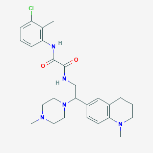 molecular formula C26H34ClN5O2 B2523806 N1-(3-chloro-2-methylphenyl)-N2-(2-(1-methyl-1,2,3,4-tetrahydroquinolin-6-yl)-2-(4-methylpiperazin-1-yl)ethyl)oxalamide CAS No. 921901-91-9