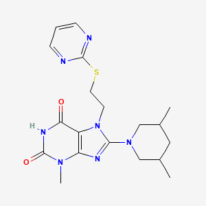 8-(3,5-dimethylpiperidin-1-yl)-3-methyl-7-(2-(pyrimidin-2-ylthio)ethyl)-1H-purine-2,6(3H,7H)-dione